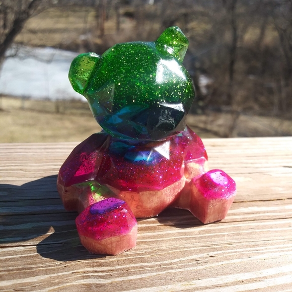 🧸SOLD🧸Teddy Bear Resin Sparkle Art Cute Gift Handmade Epoxy Artisan Bears - Picture 3 of 15